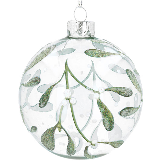 Clear Glass Ball with Mistletoe