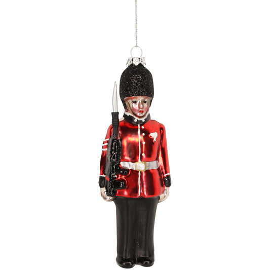 Painted Glass Soldier Hanging Ornament