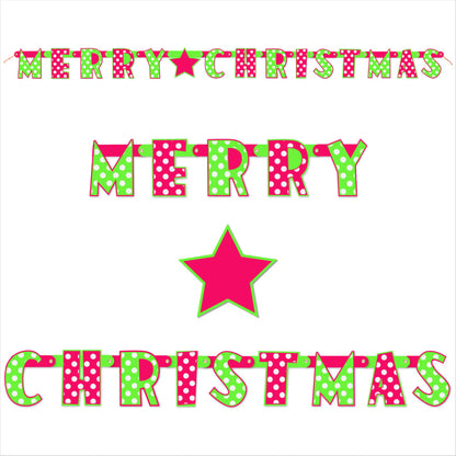 Red & Green Polka Dot Merry Christmas Jointed Banner