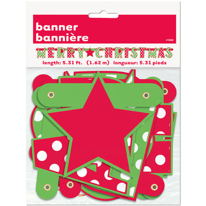 Red & Green Polka Dot Merry Christmas Jointed Banner
