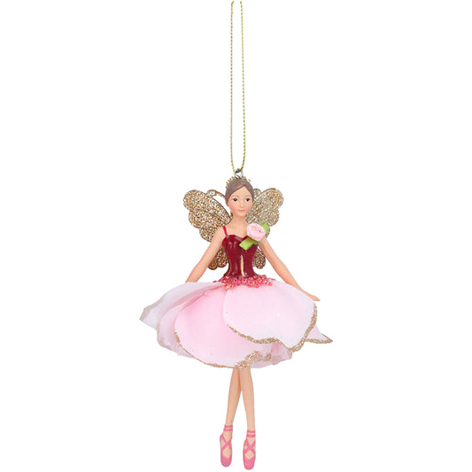 Large Pink Rose Petal Resin Fairy Ornament