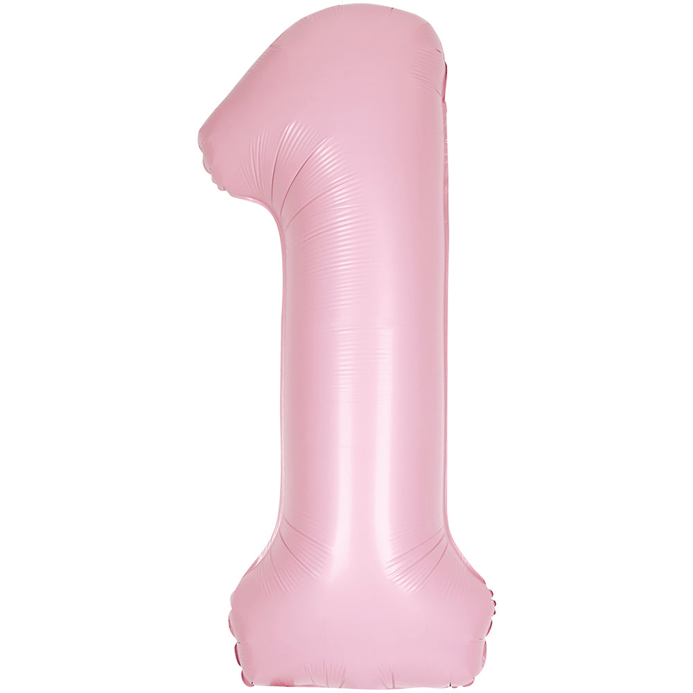 34" Giant Matte Baby Pink Foil Number 1 Balloon