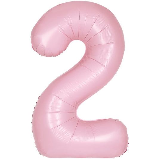 34" Giant Matte Baby Pink Foil Number 2 Balloon