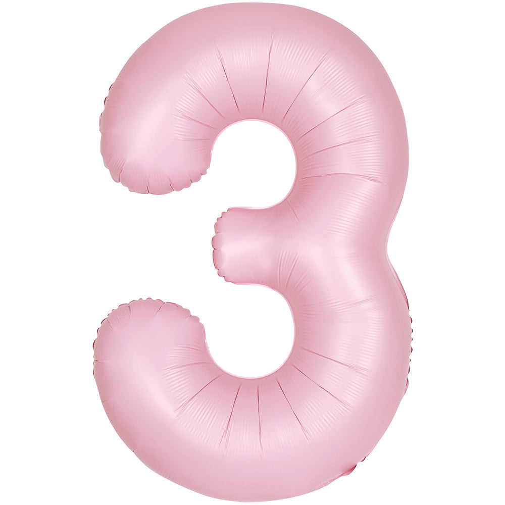 34" Giant Matte Baby Pink Foil Number 3 Balloon