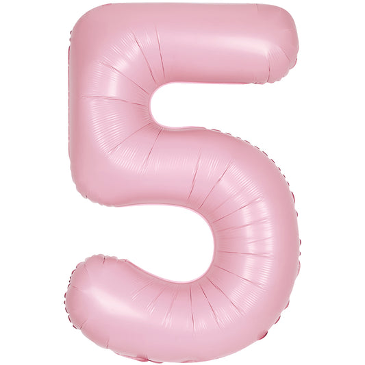 34" Giant Matte Baby Pink Foil Number 5 Balloon