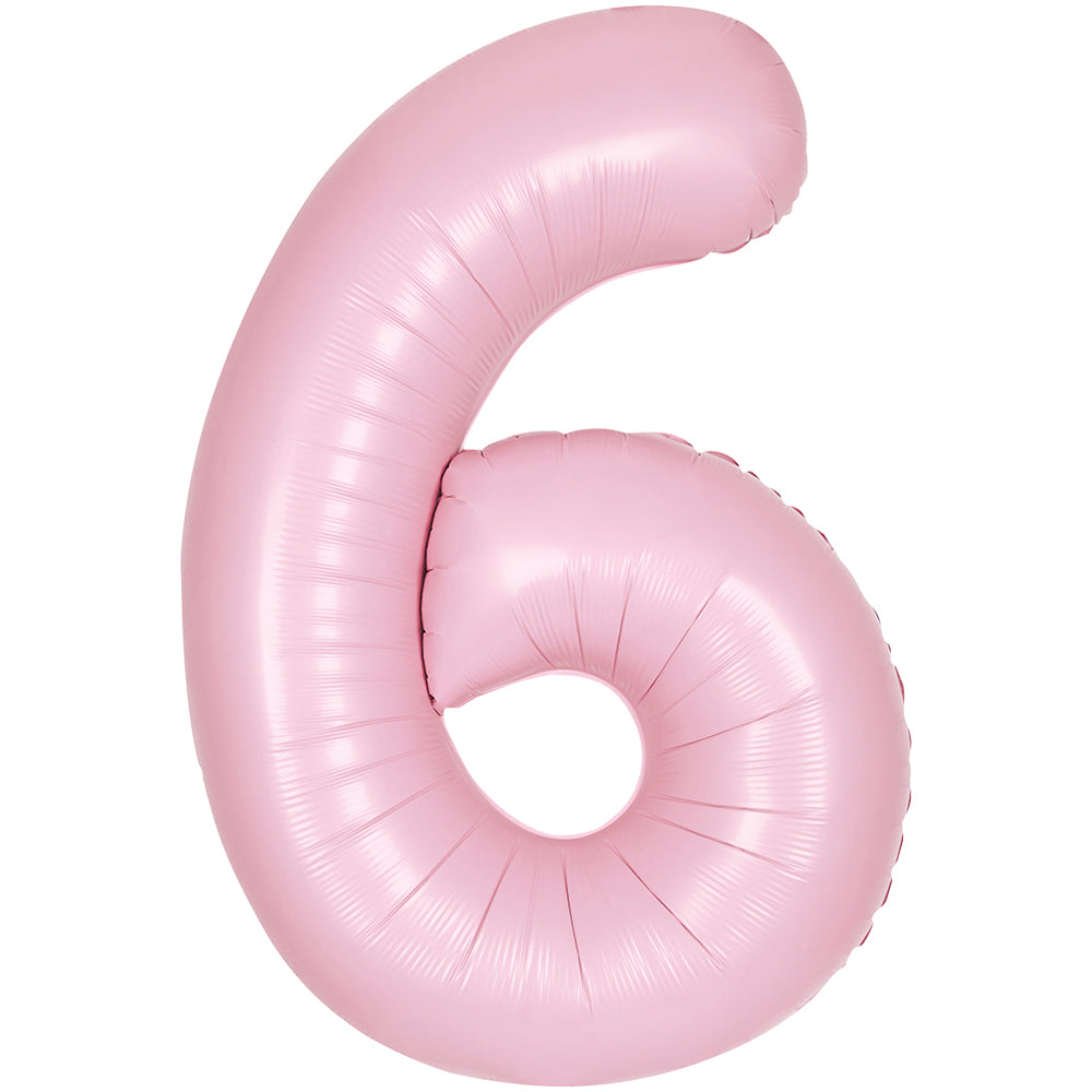 34" Giant Matte Baby Pink Foil Number 6 Balloon
