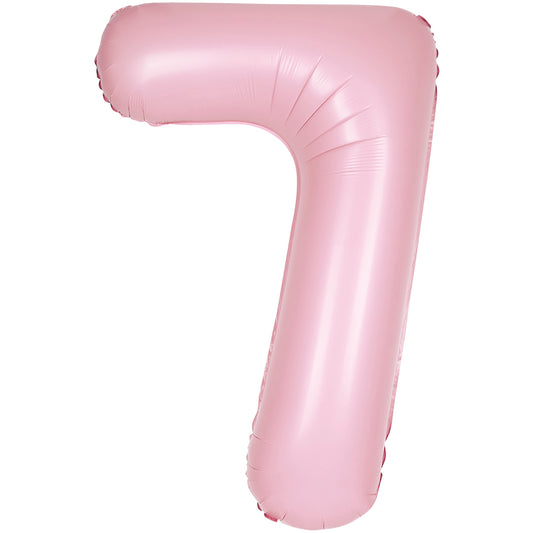 34" Giant Matte Baby Pink Foil Number 7 Balloon