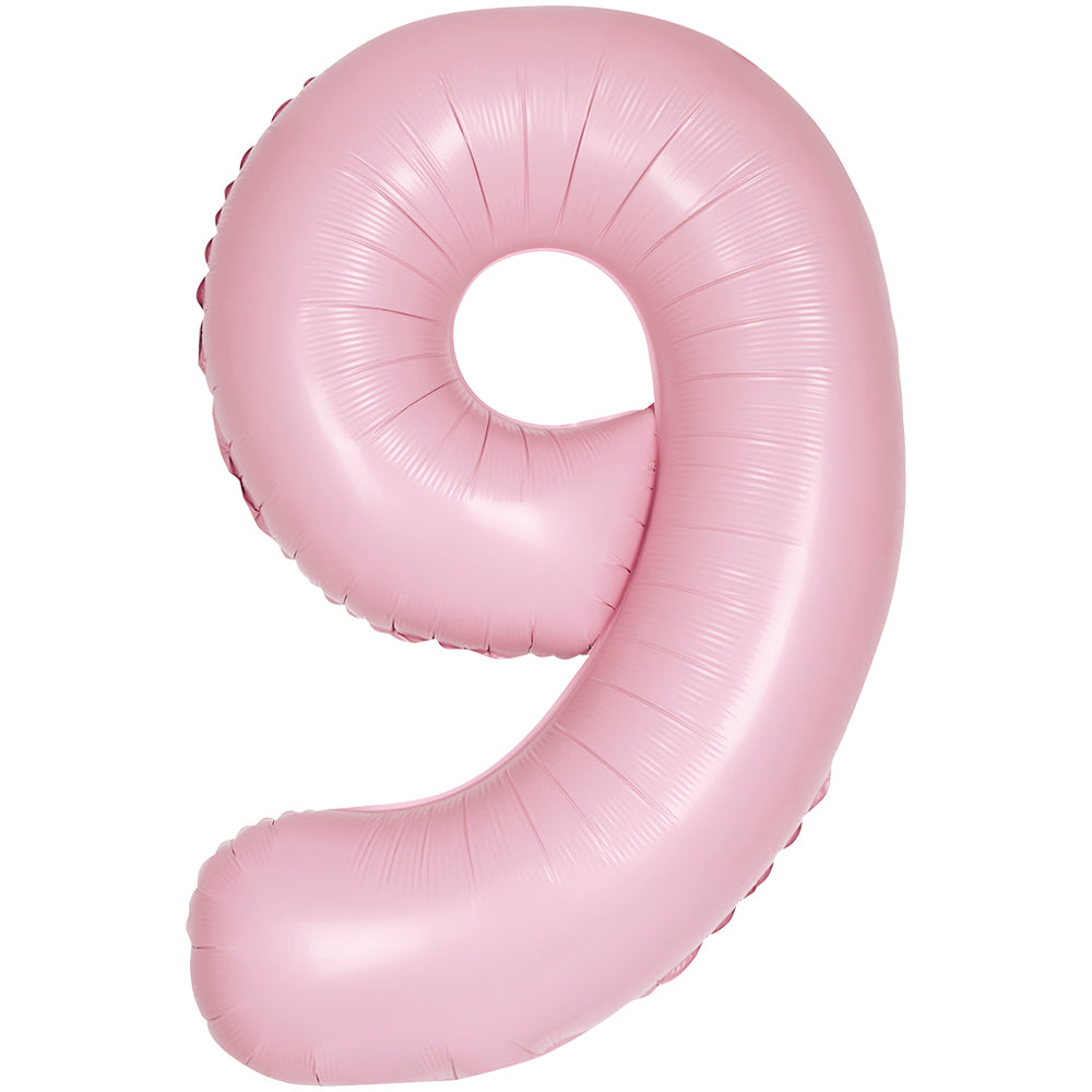 34" Giant Matte Baby Pink Foil Number 9 Balloon
