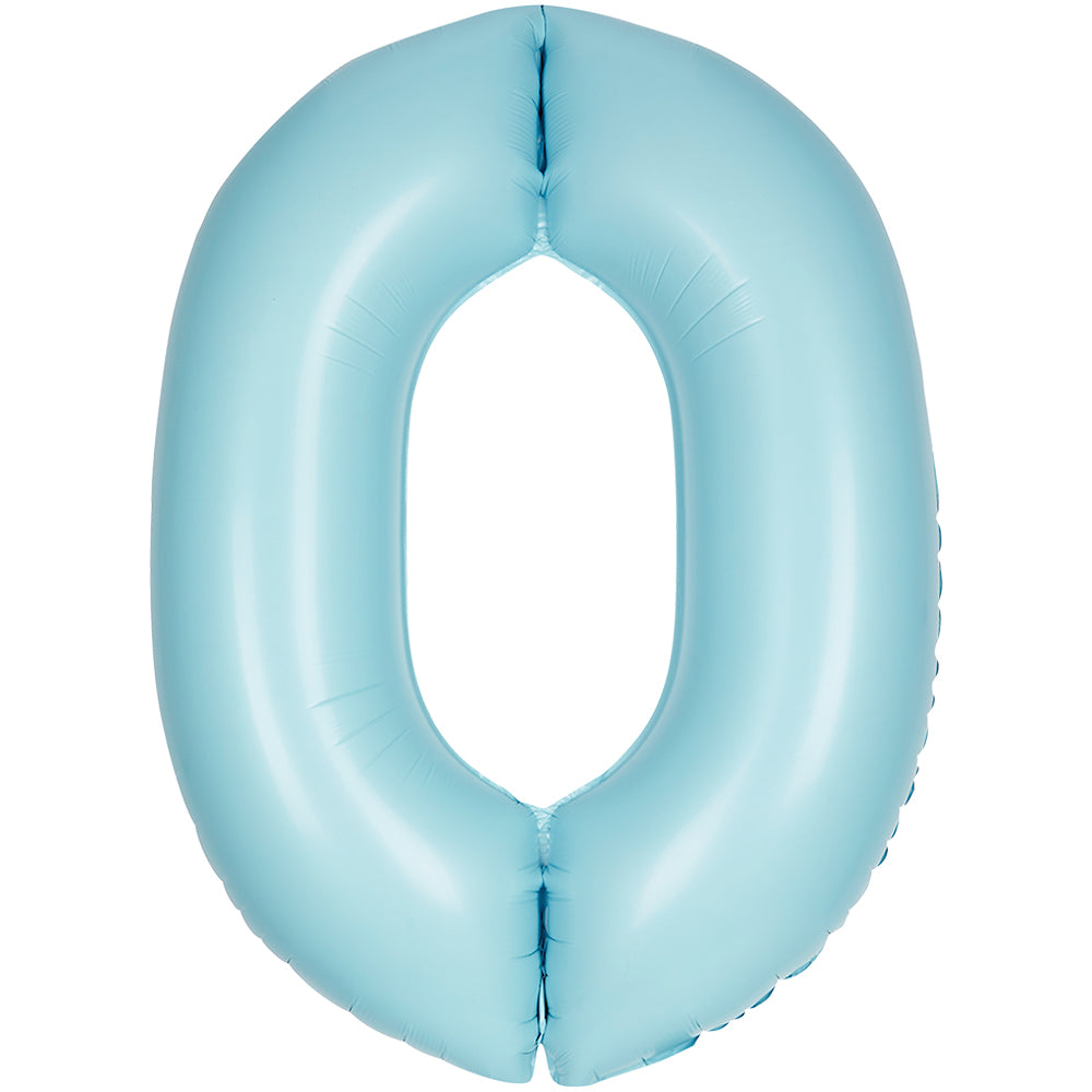 34" Giant Matte Baby Blue Foil Number 0 Balloon