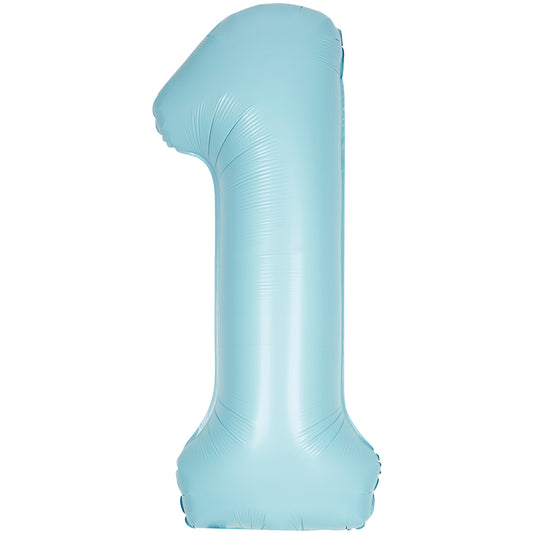 34" Giant Matte Baby Blue Foil Number 1 Balloon