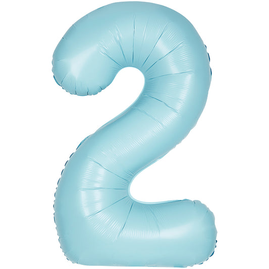 34" Giant Matte Baby Blue Foil Number 2 Balloon