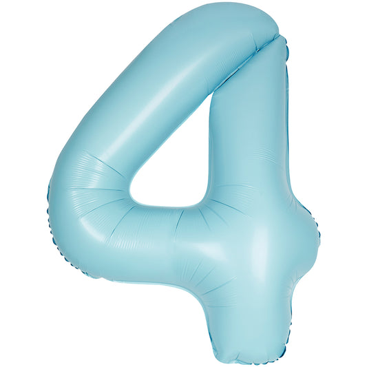 34" Giant Matte Baby Blue Foil Number 4 Balloon