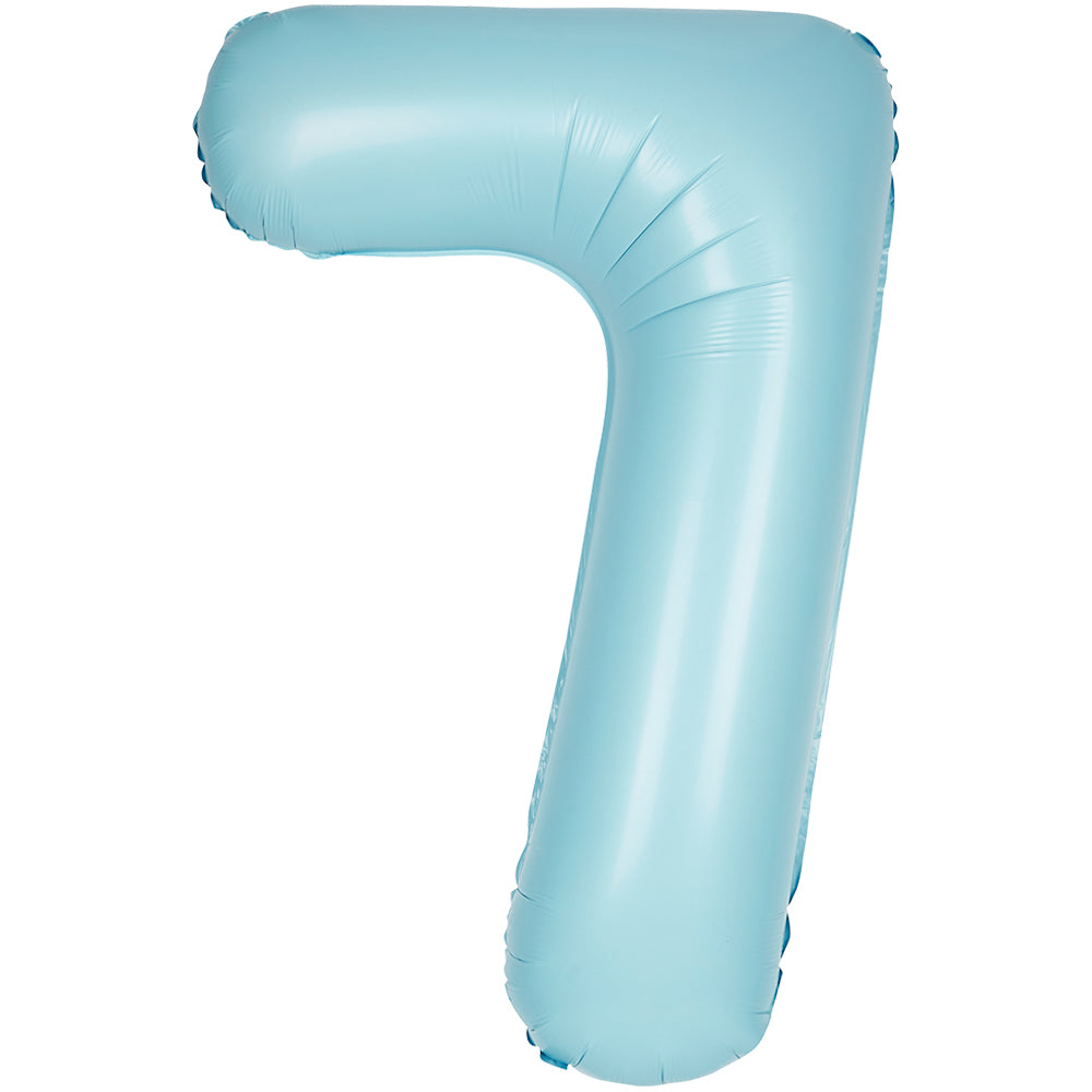 34" Giant Matte Baby Blue Foil Number 7 Balloon