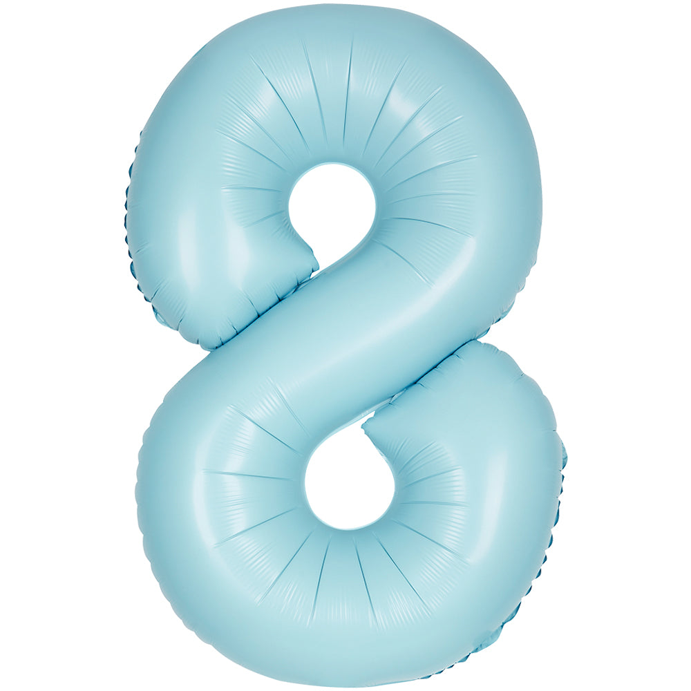 34" Giant Matte Baby Blue Foil Number 8 Balloon
