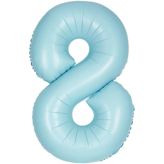 34" Giant Matte Baby Blue Foil Number 8 Balloon
