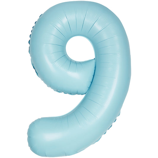 34" Giant Matte Baby Blue Foil Number 9 Balloon