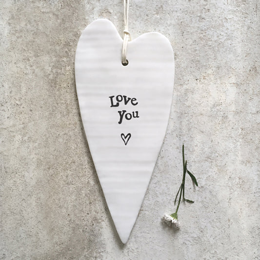 Porcelain Hanging Long Heart - Love You
