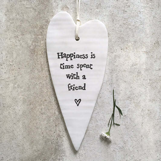 Porcelain Hanging Long Heart - Happiness is Time