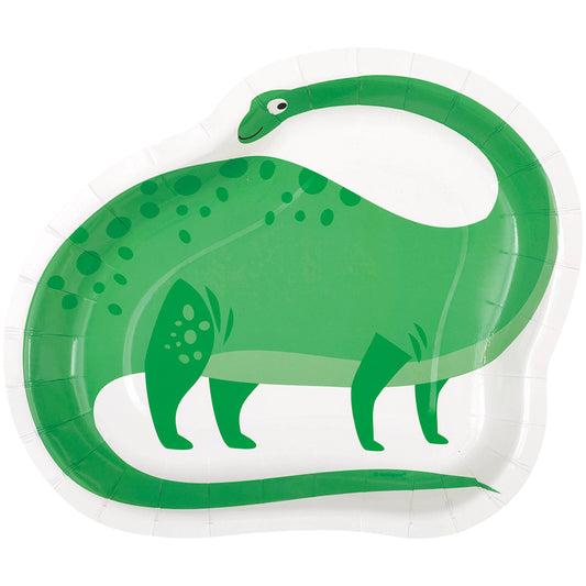 Green Dinosaur Shaped Paper Plates