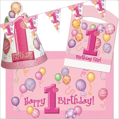 Pink Balloons 1st Birthday High Chair Decorating Kit