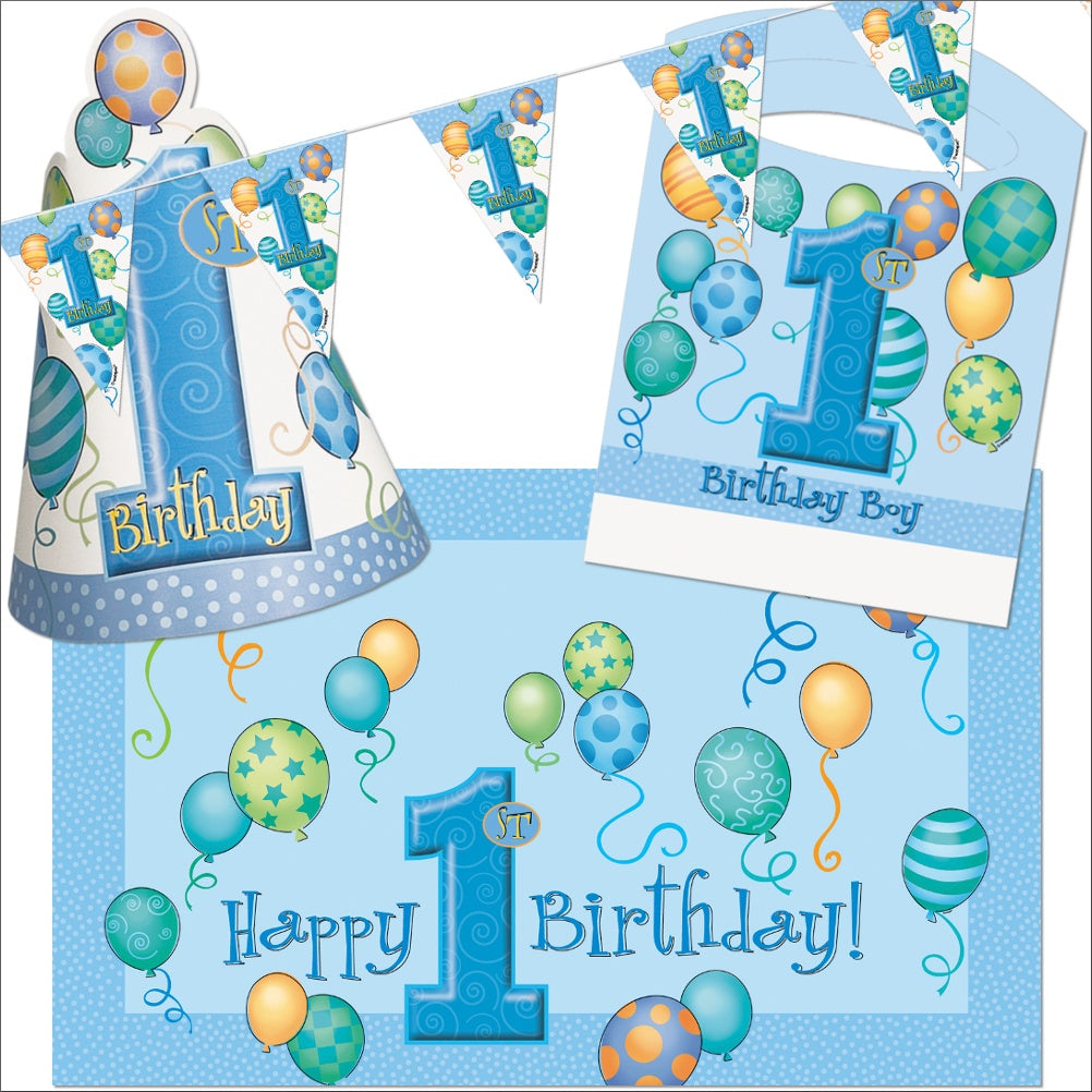Blue Balloons 1st Birthday High Chair Decorating Kit