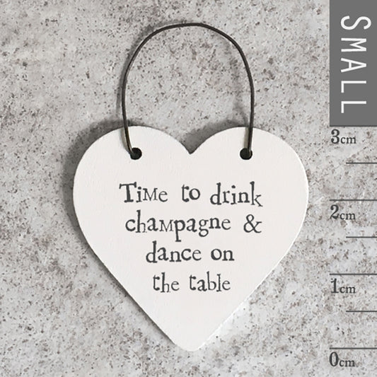Wooden Mini Hanging Heart - Time to drink