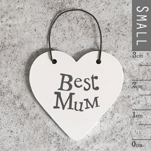 Wooden Mini Hanging Heart - Best mum