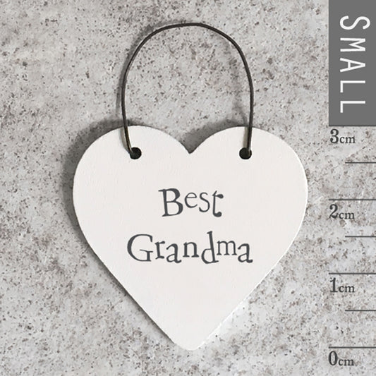 Wooden Mini Hanging Heart - Best grandma