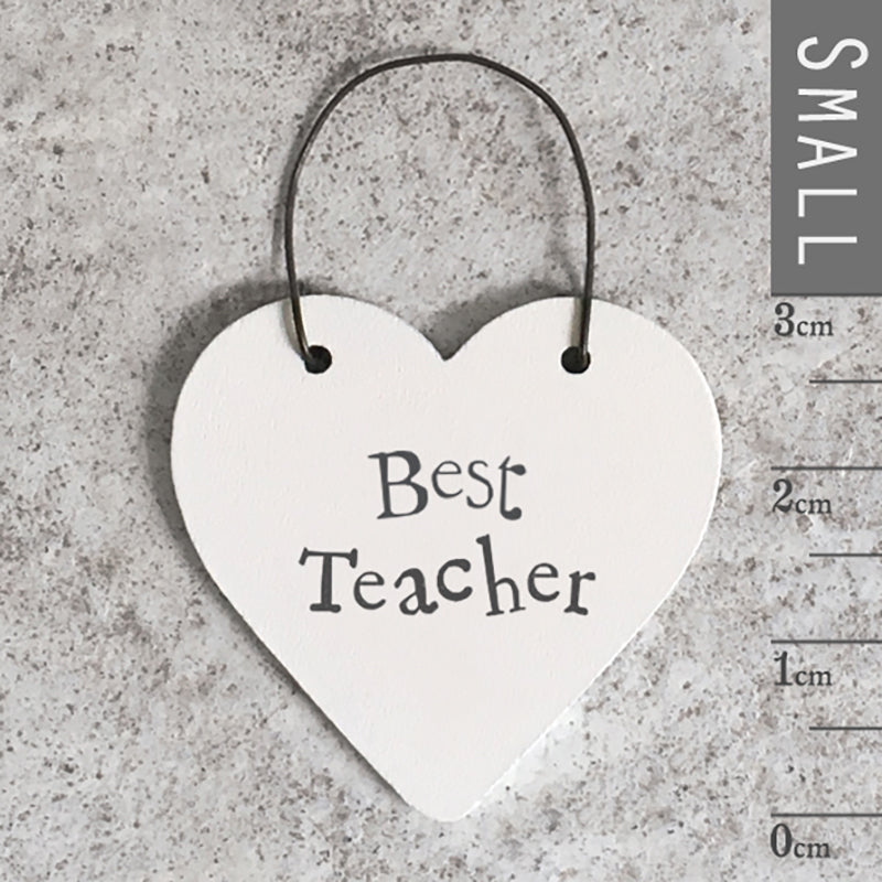 Wooden Mini Hanging Heart - Best teacher