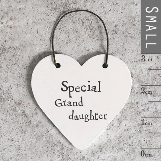 Wooden Mini Hanging Heart - Special grand daughter