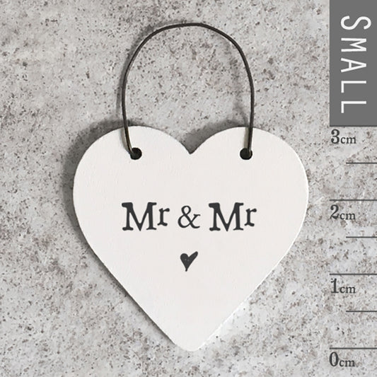 Wooden Mini Hanging Heart - Mr & Mr