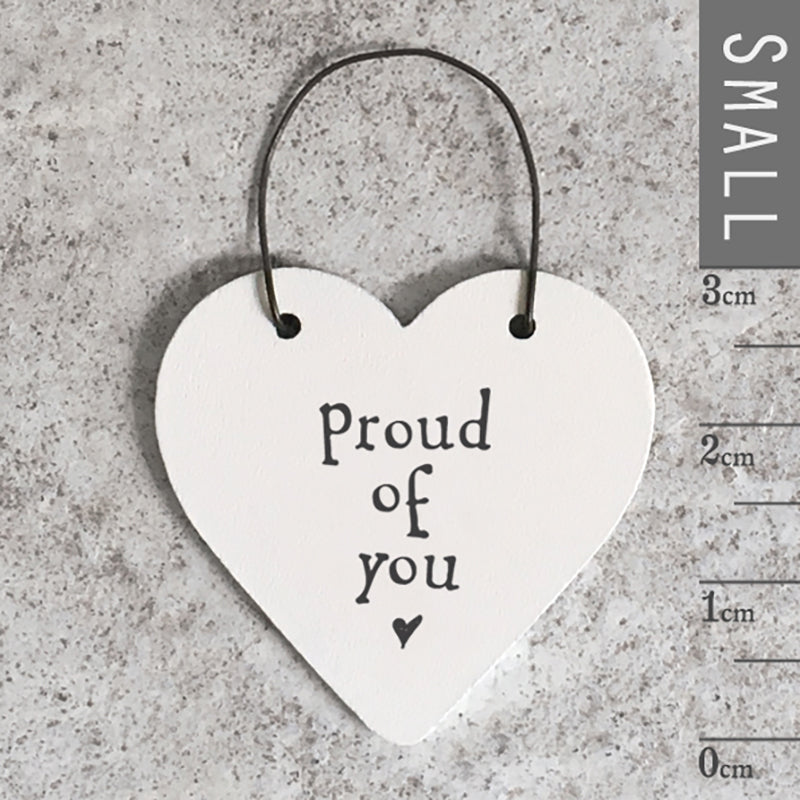 Wooden Mini Hanging Heart - Proud of you