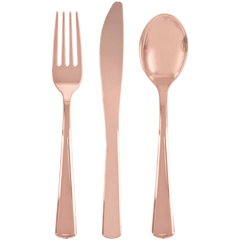 18pc Rose Gold Plastic Cutlery Set - Unique Party - Party Touches
