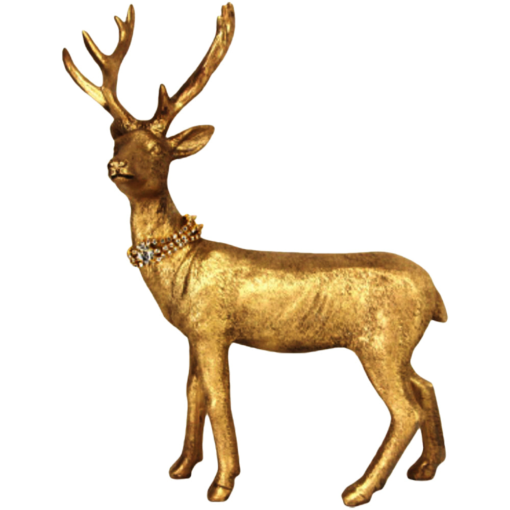 Gold Resin Reindeer with Diamante Collar Ornament