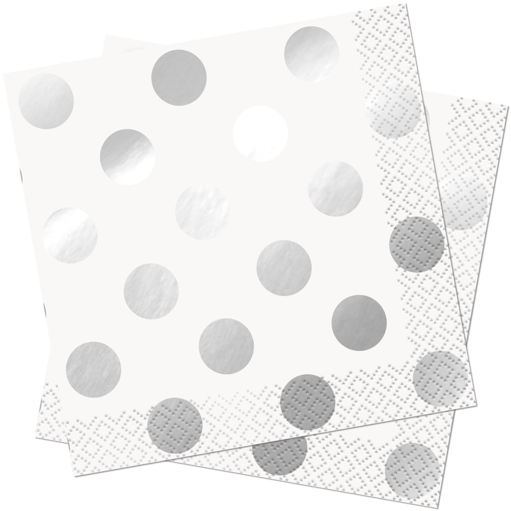 Silver Foil Polka Dot Paper Napkins