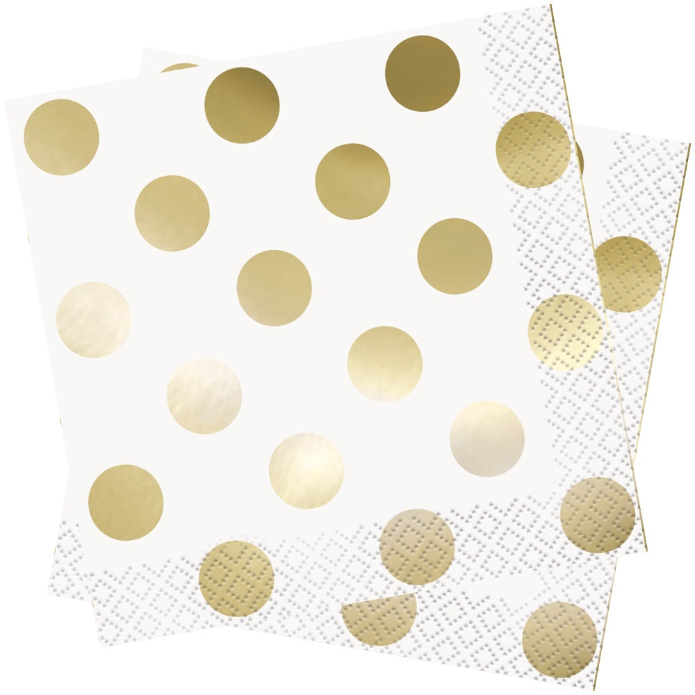 Gold Foil Polka Dot Paper Napkins