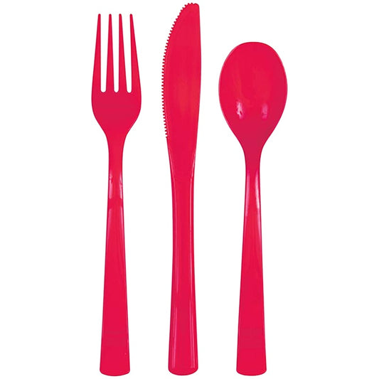 18pc Red Plastic Cutlery Set - Unique Party - Party Touches