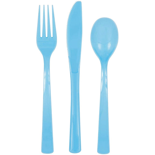 18pc Baby Blue Plastic Cutlery Set - Unique Party - Party Touches