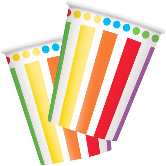 Rainbow Party 9oz Paper Cups - Unique Party - Party Touches