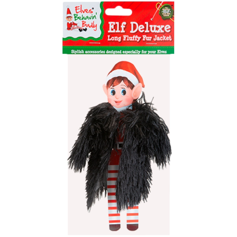 Elves Behavin Badly Long Fluffy Fur Jacket - Black