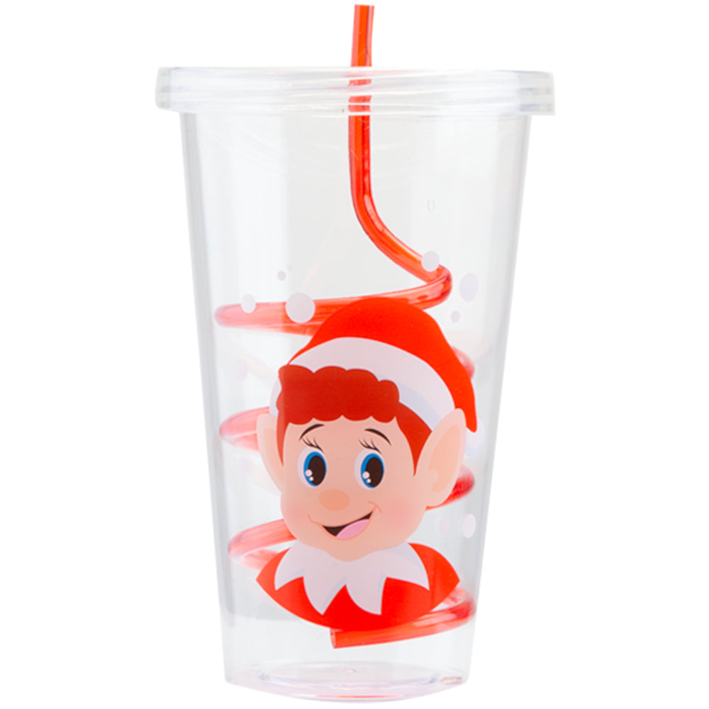 Elves Behavin Badly Drinks Cup With Straw - Elf Head