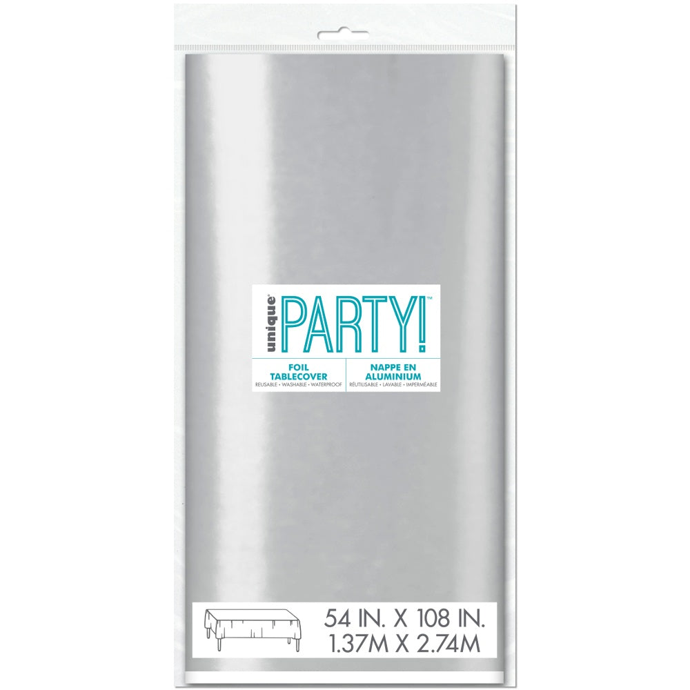 Foil Silver Plastic Tablecloth