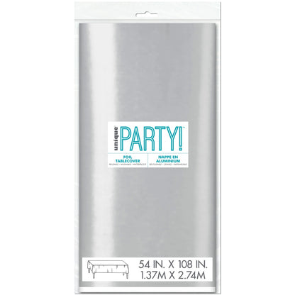 Foil Silver Plastic Tablecloth