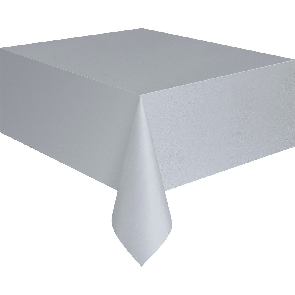 Silver Plastic Table Cover - Unique Party - Party Touches