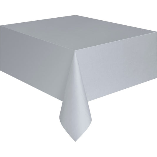 Silver Plastic Table Cover - Unique Party - Party Touches