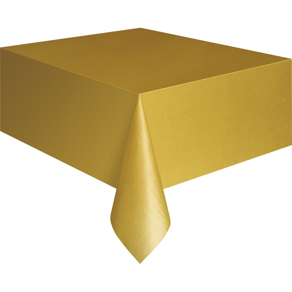 Gold Plastic Table Cover - Unique Party - Party Touches