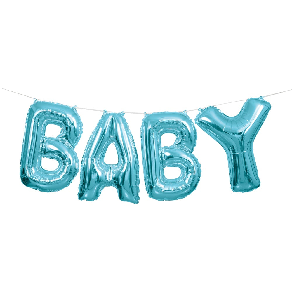 Blue Foil Baby Letter Balloon Banner - Unique Party - Party Touches
