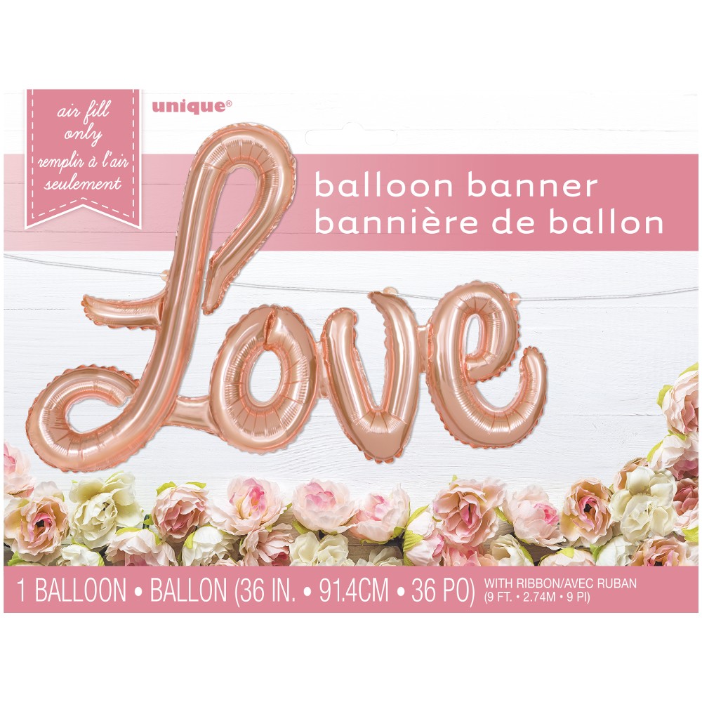 Rose Gold Foil Love Letter Balloon - Unique Party - Party Touches