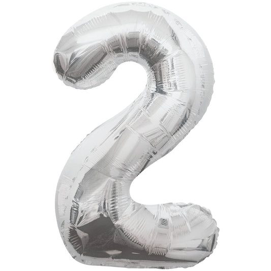 34" Giant Silver Foil Number 2 Balloon