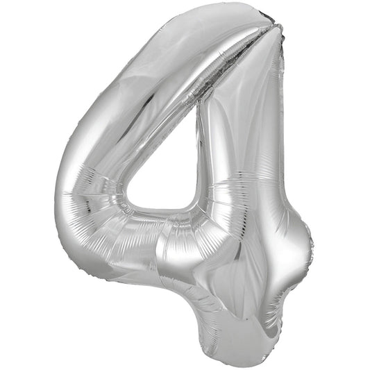 34" Giant Silver Foil Number 4 Balloon